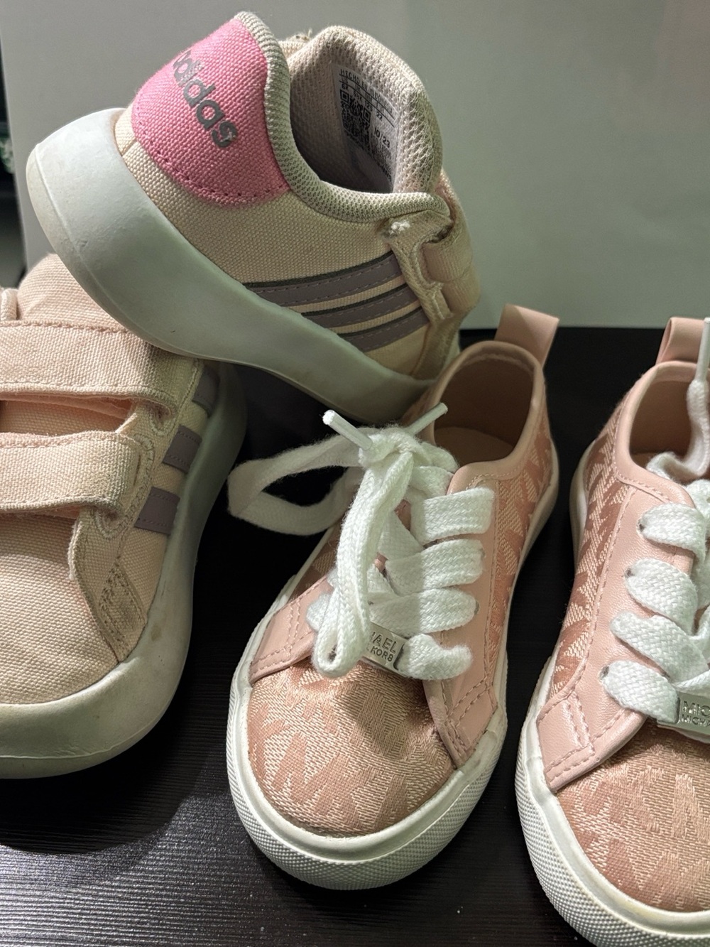 Michael Kors and adidas Kids Blush Pink Logo Sneakers 6K